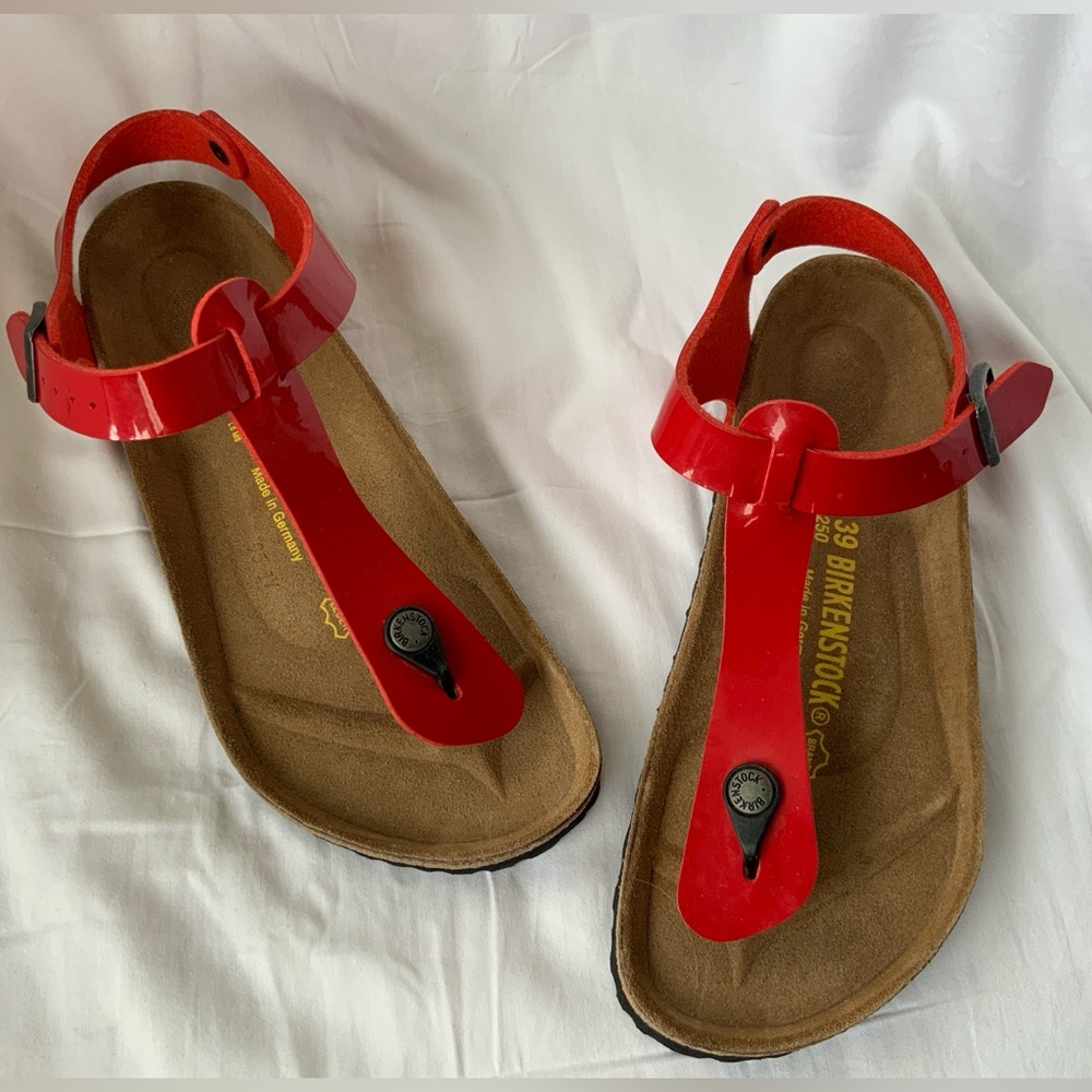 BIRKENSTOCK Kairo Red Patent Sandals, NEW, Sz 39 RARE Colour & Style